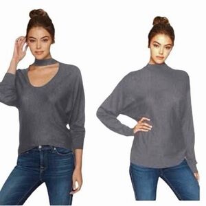 Splendid Kenton Gray High Neck Two Way Cutout Cashmere Blend Sweater XS
